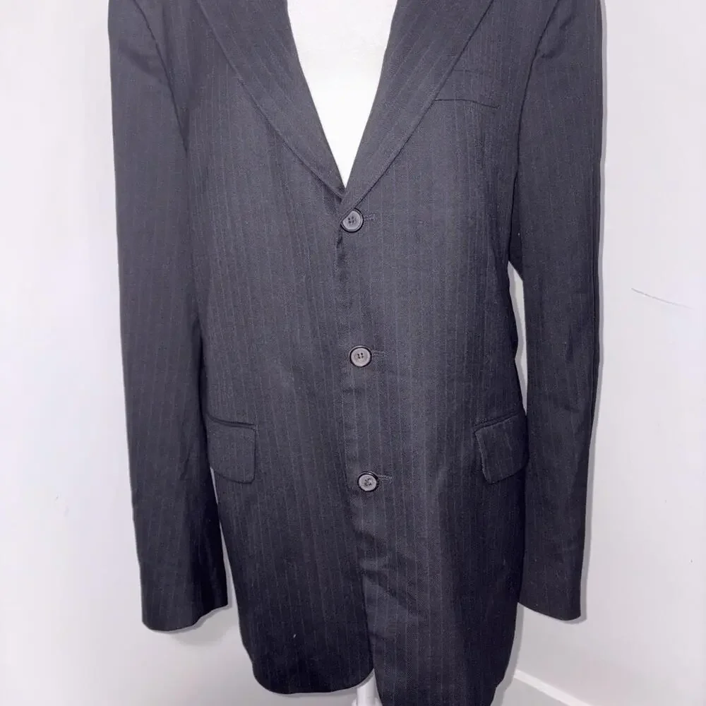 ZARA MEN'S SZ 44 F/W 2018 SPORT COAT BLAZER JACKET OFFICE BLACK BLUE PINSTRIPE